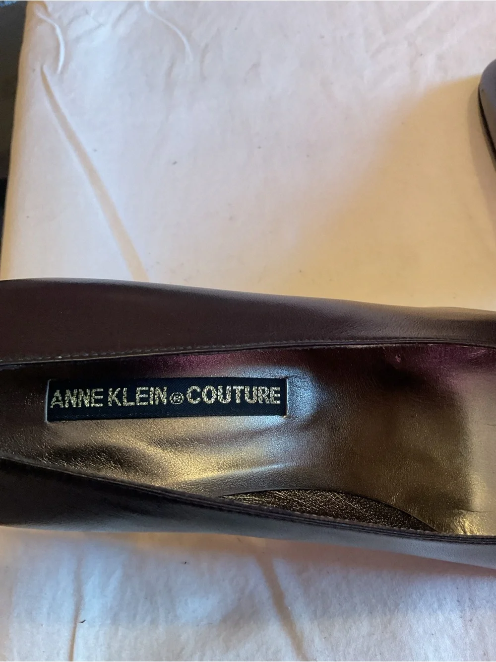 Vintage Anne Klein Couture Dark Brown Leather Pumps